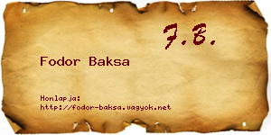 Fodor Baksa névjegykártya